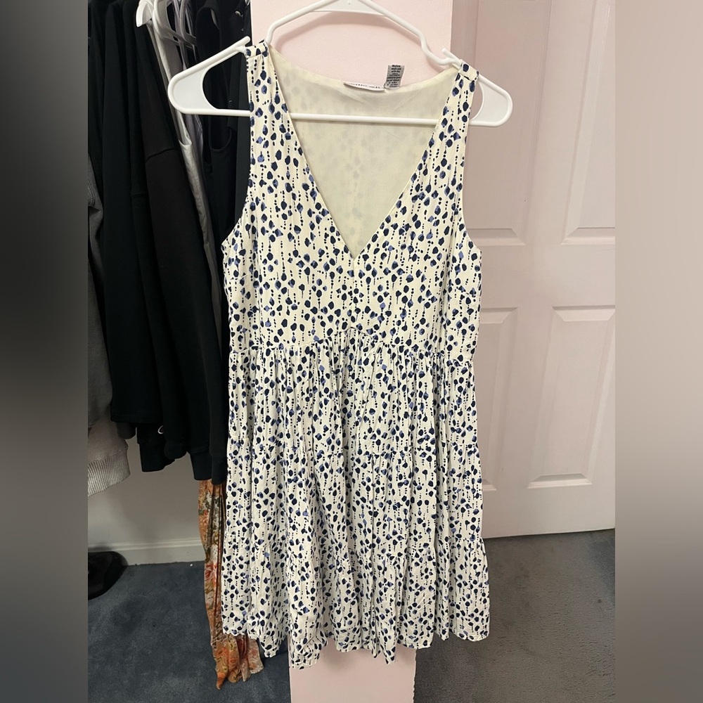 Elegant Navy and White Polka Dot Dress